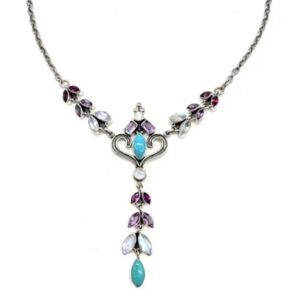 🌟NICKY BUTLER Turquoise Moonstone 8.4CT Sterling Silver Necklace Brand NEW - Picture 5 of 16